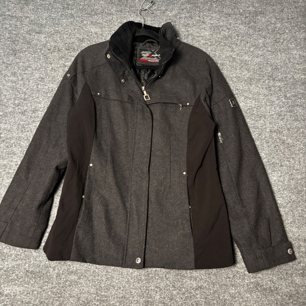 ZeroXposur Wool-Blend Softshell Jacket Womens M Grey Black Insulated Puffer